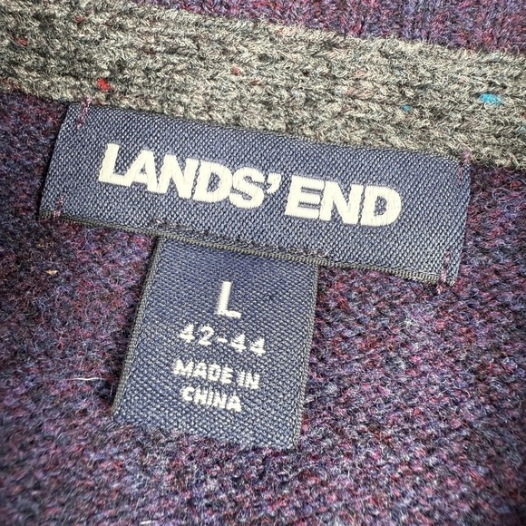Lands' End Sweater Mens L Purple Lambswool Crew Pullover Preppy Casual Old Money - Picture 5 of 10